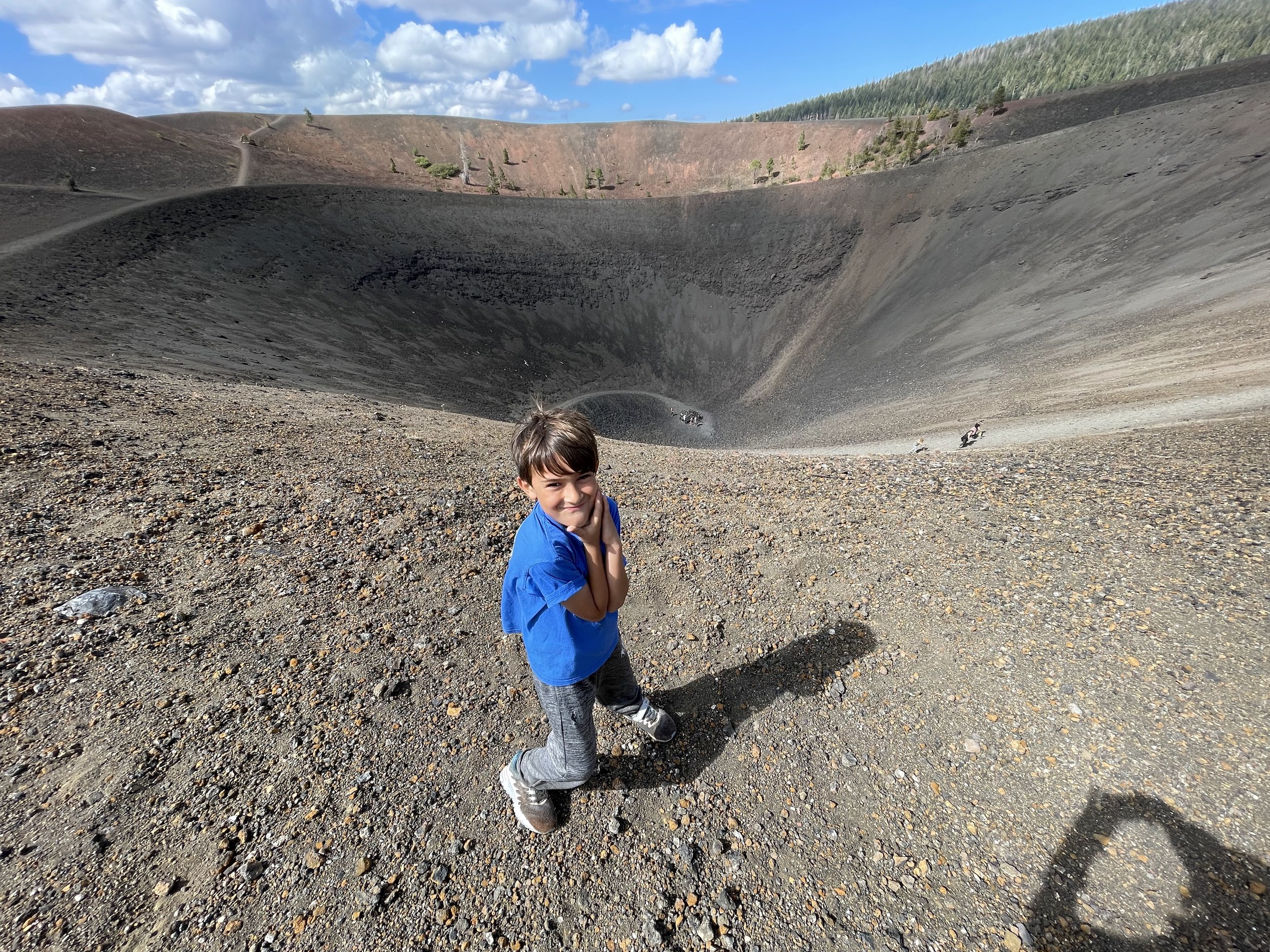 Adventurer on an outdoor volcanic landscape outing